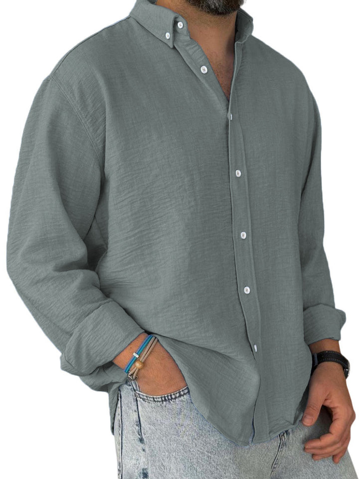 Men's nan lightweight cotton-linen shirt with button-down collar and relaxed fit Mune Fashion