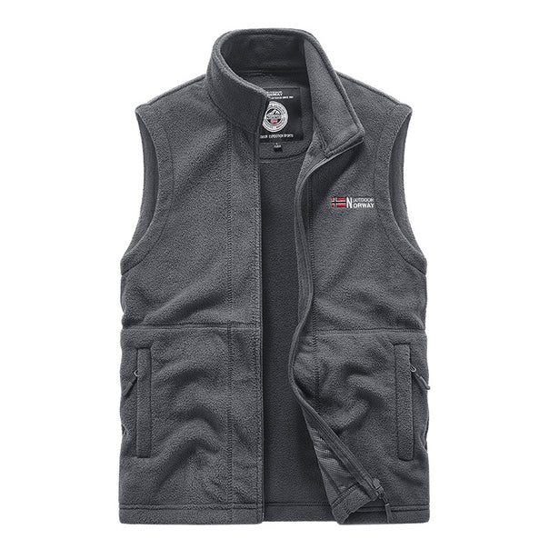 Men's fleece vest with high collar and practical pockets Mune Fashion