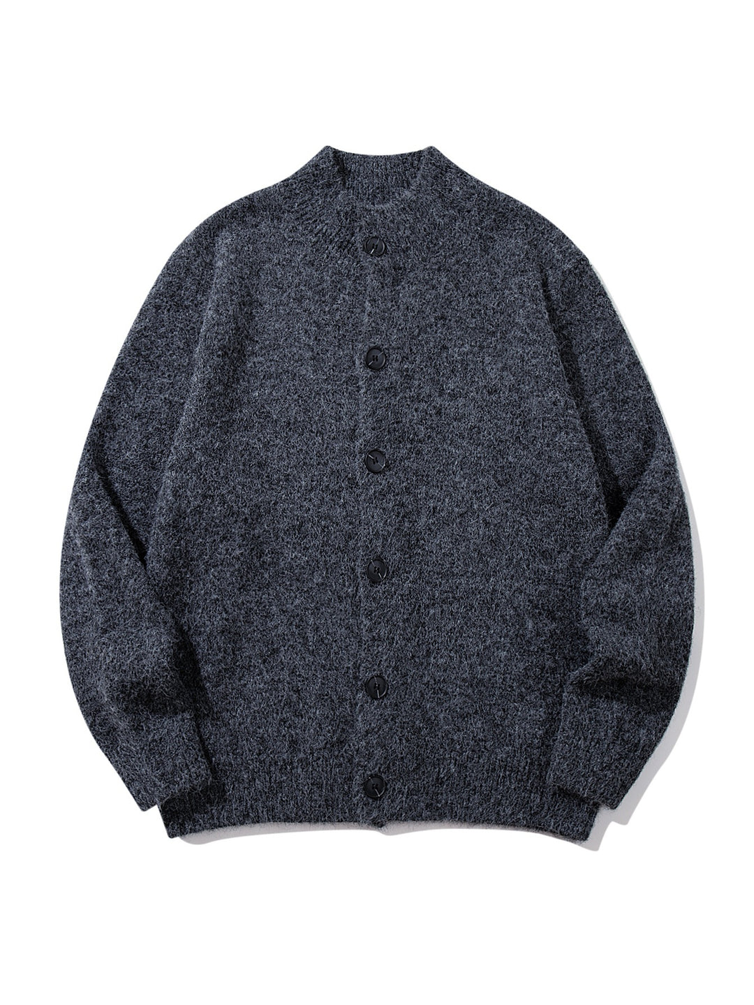Unisex Chunky Knit Boucle Cardigan with Stand-Up Collar and Button Placket Mune Fashion