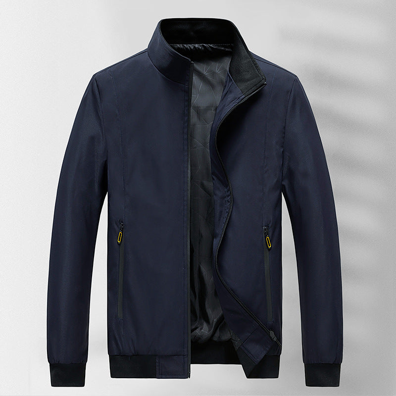 Men's lightweight wind and water-repellent stand collar jacket with thermal lining and zip pockets Mune Fashion