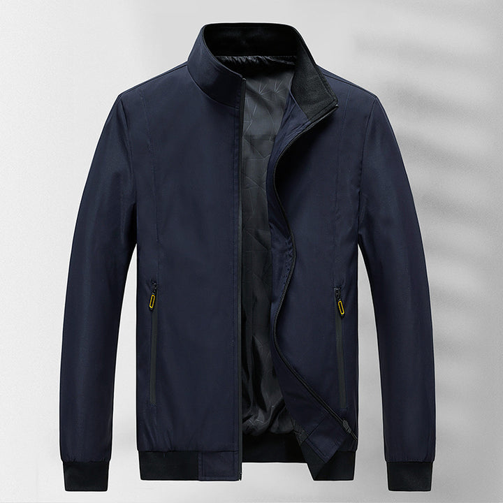 Men's lightweight wind and water-repellent stand collar jacket with thermal lining and zip pockets Mune Fashion