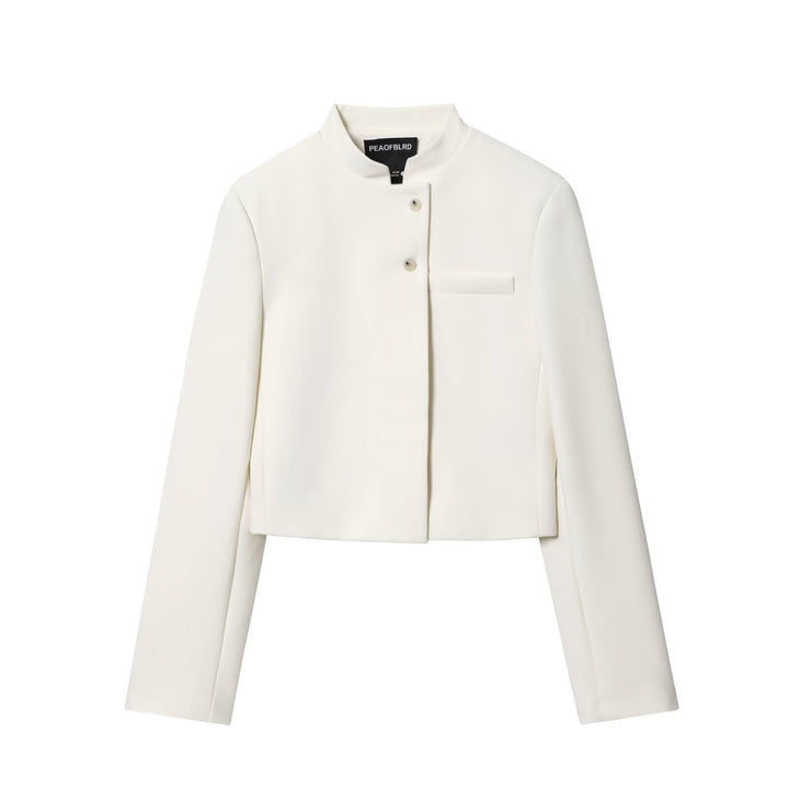 Women's short blazer with stand-up collar and asymmetric button placket Mune Fashion