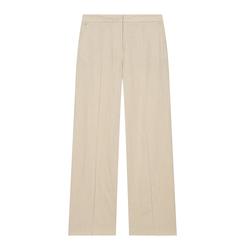 Women's Lightweight Linen Trousers with Wide Leg and Pleat Mune Fashion