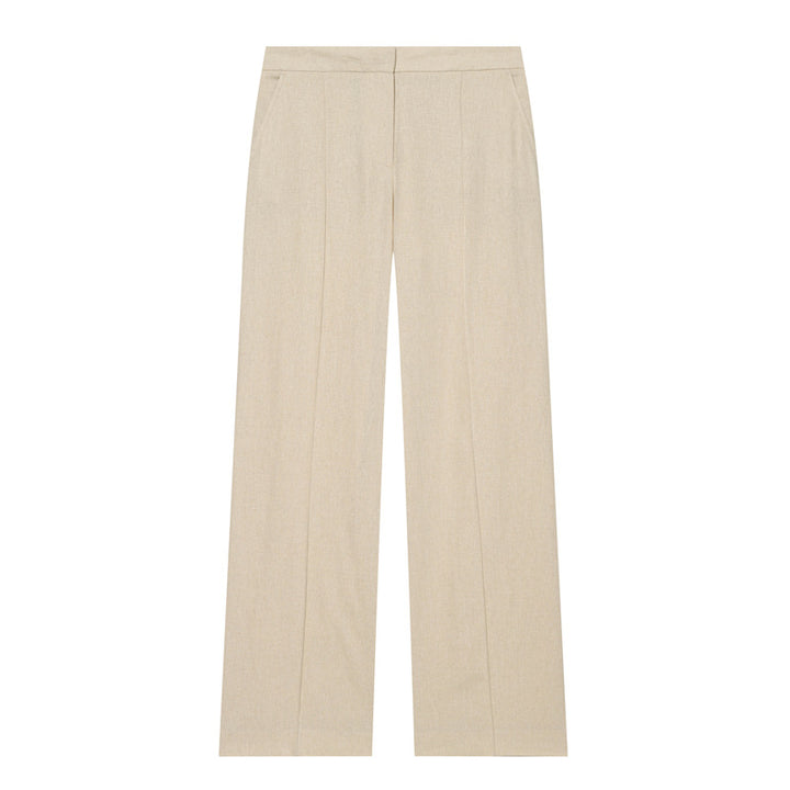 Women's Lightweight Linen Trousers with Wide Leg and Pleat Mune Fashion