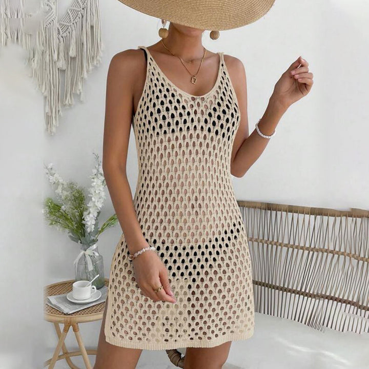 Women's crocheted beach dress with transparent mesh design Mune Fashion