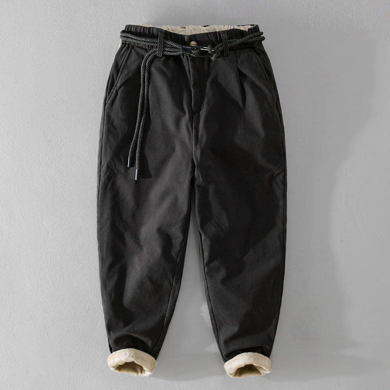 Women's Lined Chino Pants with Elastic Waistband and Tapered Legs Mune Fashion