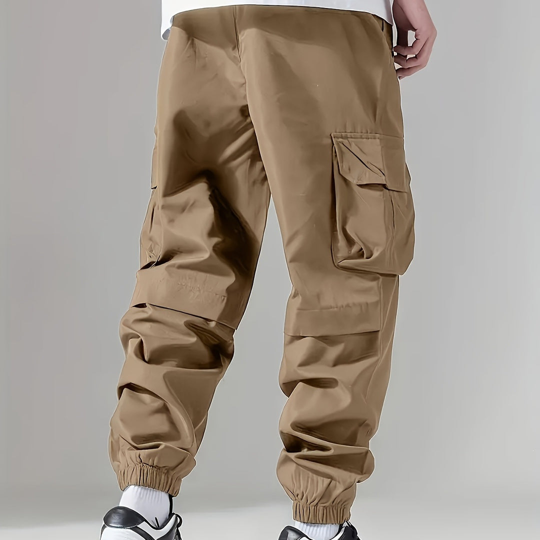 Men's cargo jogging pants with drawstring, multiple pockets & elastic cuffs Mune Fashion