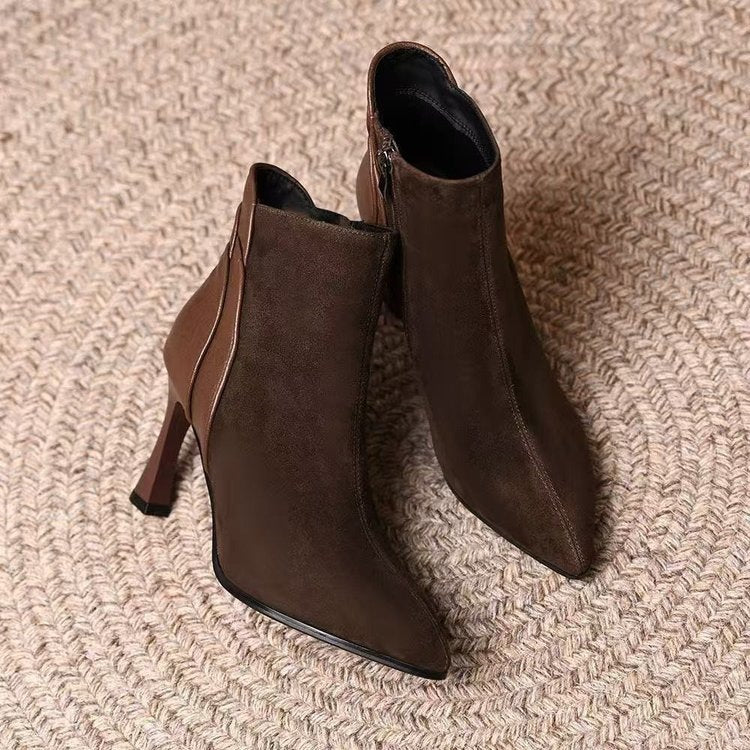 Women's Elegant Ankle Boots with Pointed Toe and High Heel Mune Fashion
