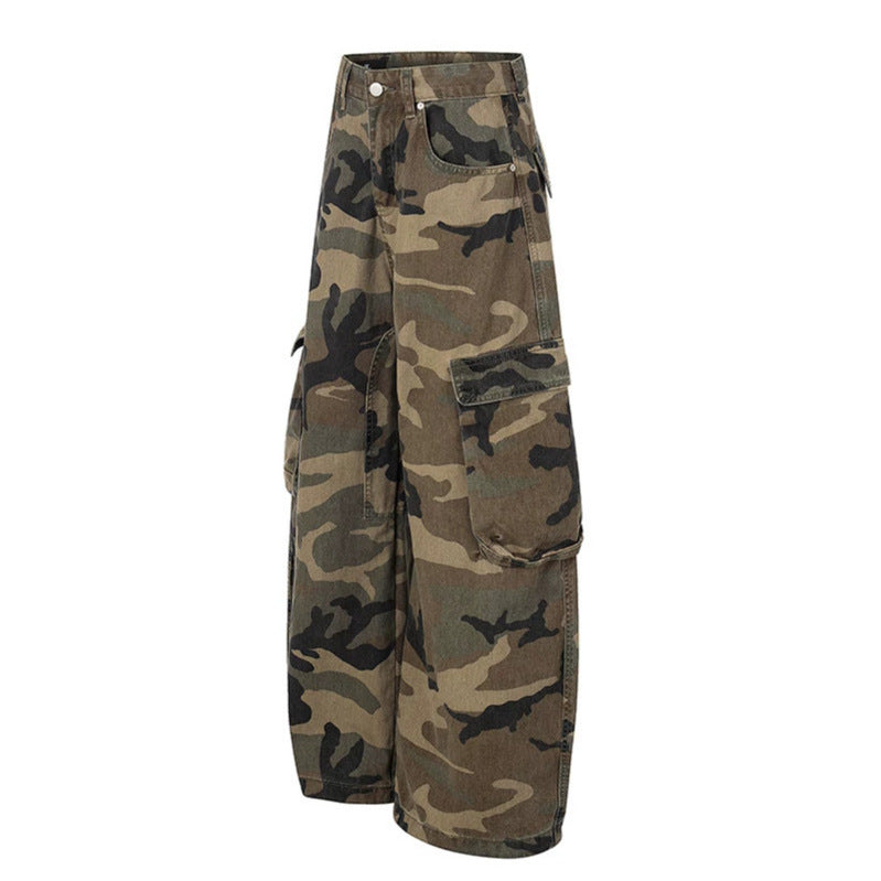 Women's wide cargo pants in camouflage print with multi-pockets Mune Fashion
