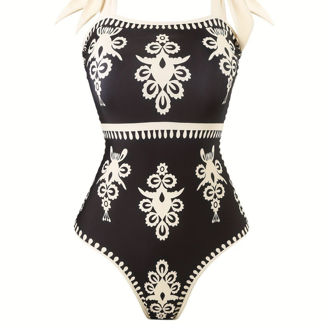 Women elegant swimsuit with adjustable straps and fashionable wrap skirt Mune Fashion