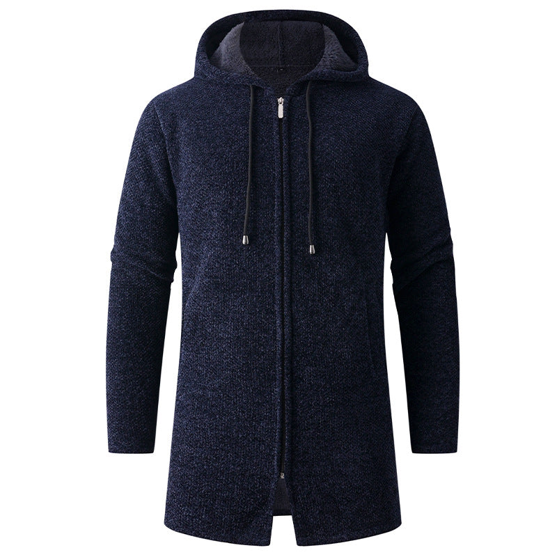 Men's Long Knit Hoodie Cardigan with Teddy Lining and Full Zipper Mune Fashion