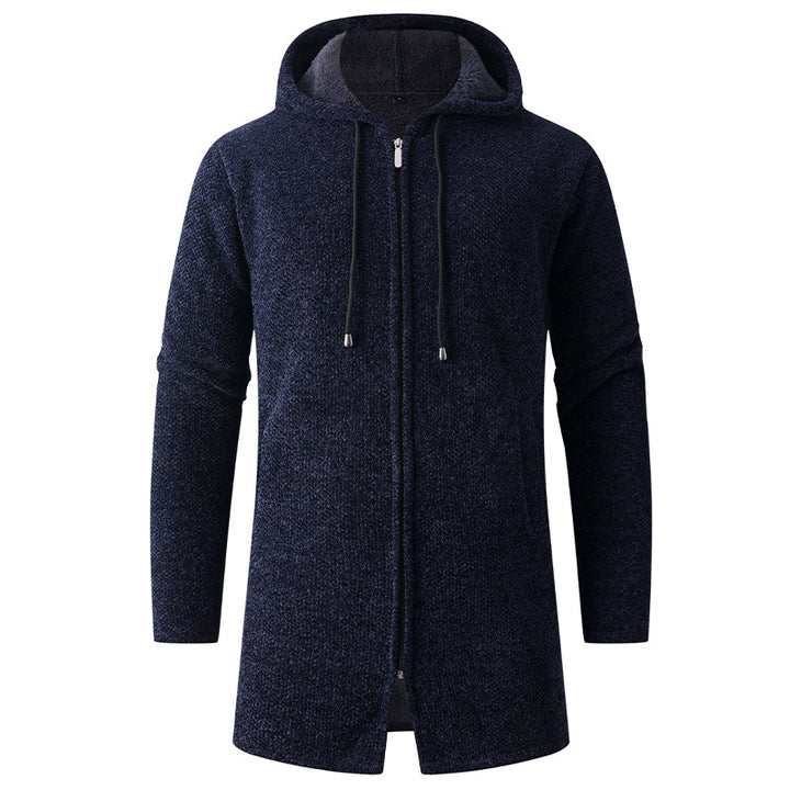 Men's Long Knit Hoodie Cardigan with Teddy Lining and Full Zipper Mune Fashion