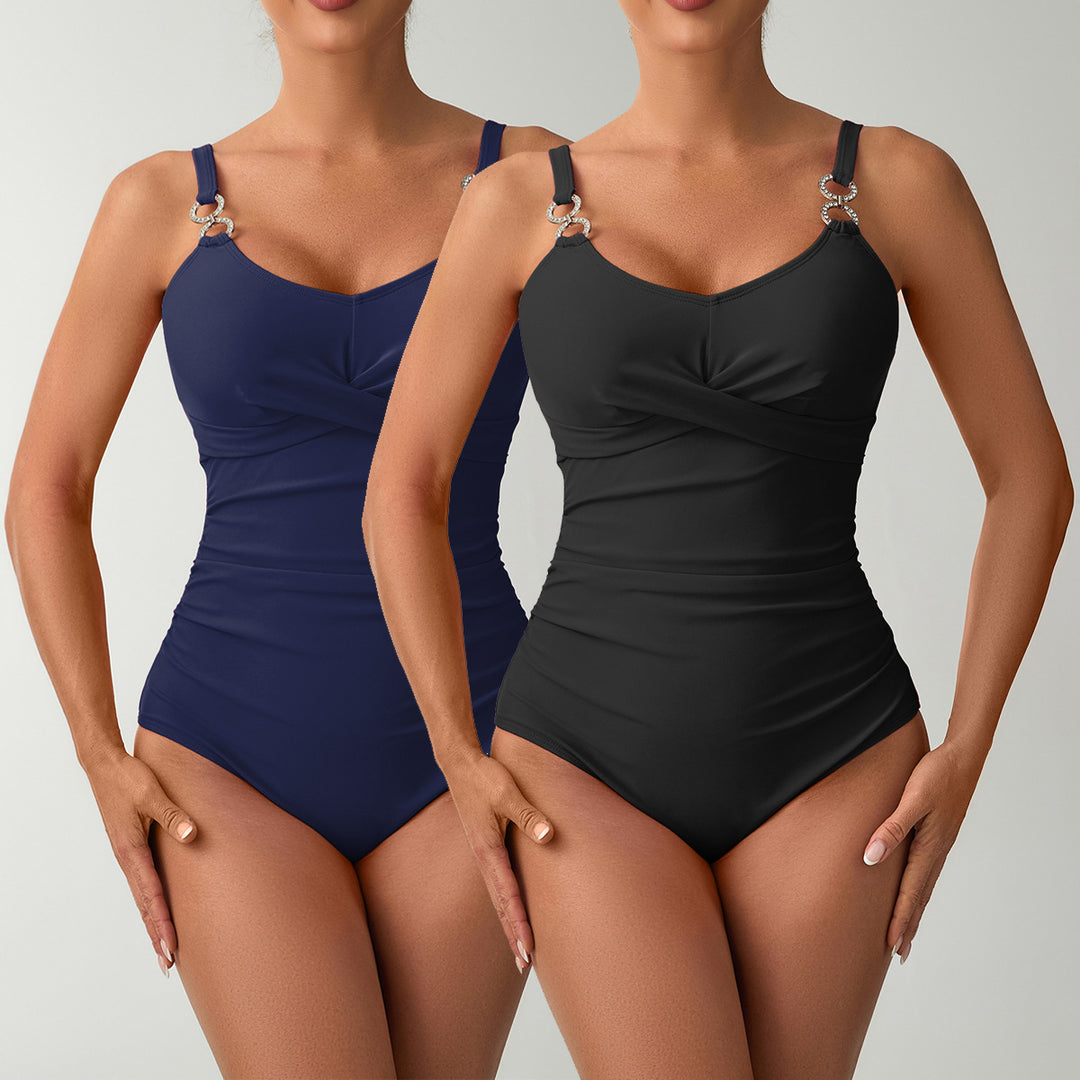 Women's One-Piece Swimsuit with Fashionable Wrap Design and Decorative Carrying Elements Mune Fashion