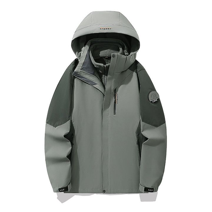Men's non-waterproof three-piece winter jacket with removable hood and fleece inner jacket Mune Fashion