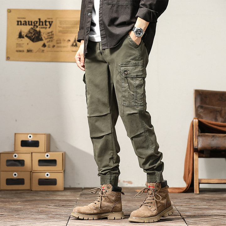Herren Funktionale Cargo-Joggerhose im Urban-Workwear-Stil mit Kordelbund und Klapptaschen Mune Fashion