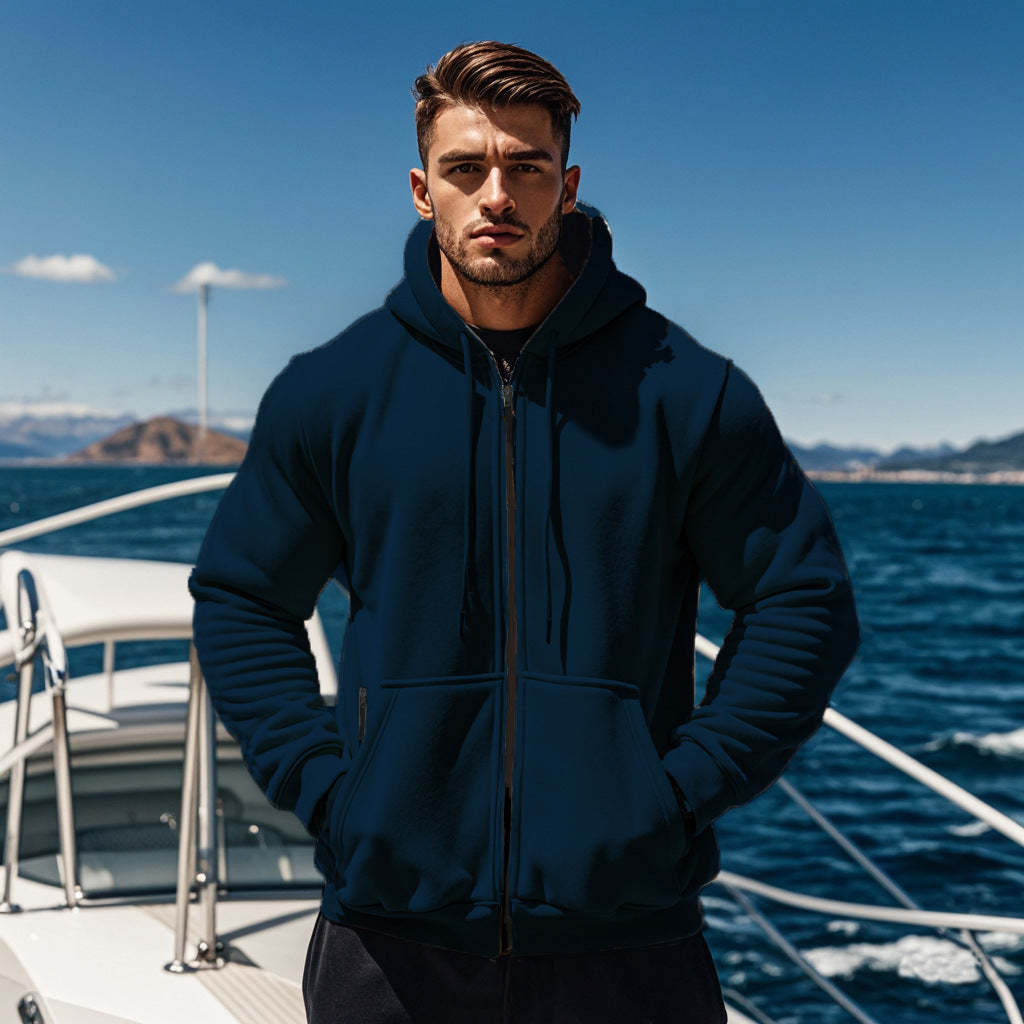 Men's hooded sweatshirt jacket with full zip, kangaroo pocket and adjustable hood Mune Fashion