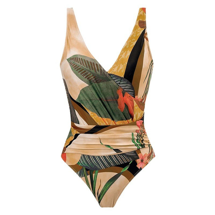 Women's swim set with floral wrap skirt and one-piece Mune Fashion