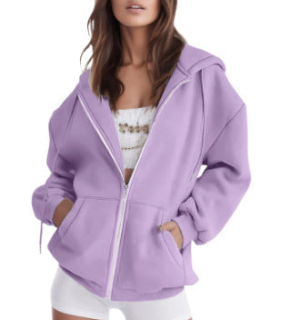 Women's oversized zip hoodie with contrasting zipper, double-layered hood and kangaroo pocket Mune Fashion