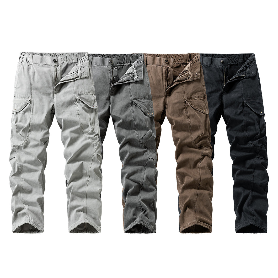 Herren Cargo-Hose im Utility-Look mit elastischem Bund und Knieabnähern Mune Fashion