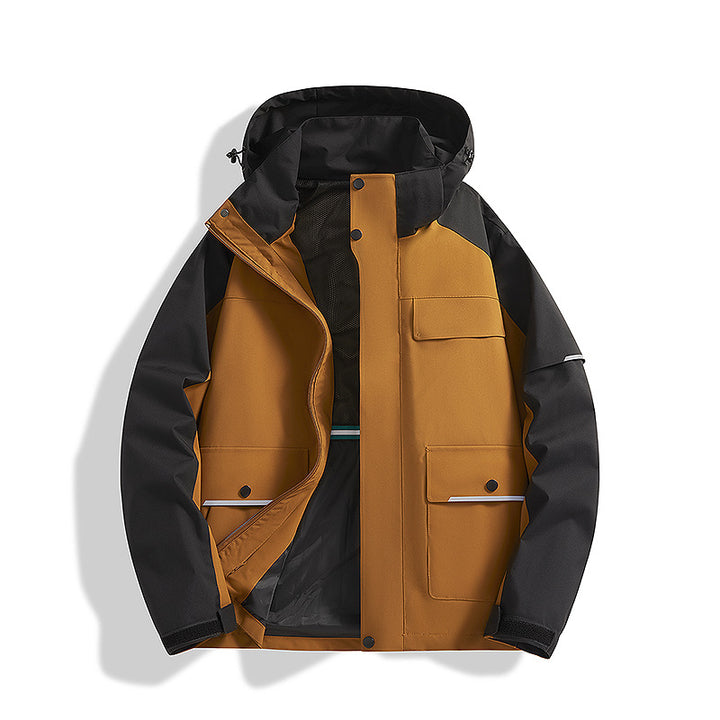 Men's three-layer trekking jacket with welded seams, hood, and multifunction pockets Mune Fashion