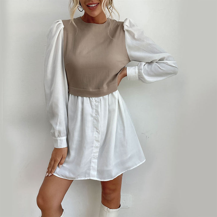 Women's Shirt Dress with Puff Sleeves Mune Fashion