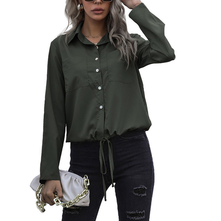 Women's shirt blouse with drawstring, chest pockets & loose fit Mune Fashion