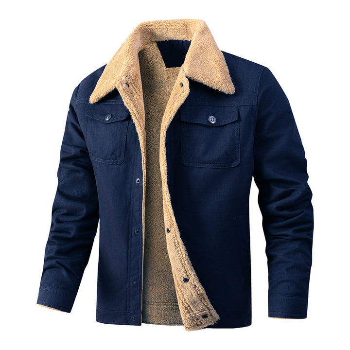 Men's Sherpa-lined canvas jacket with shirt collar Mune Fashion