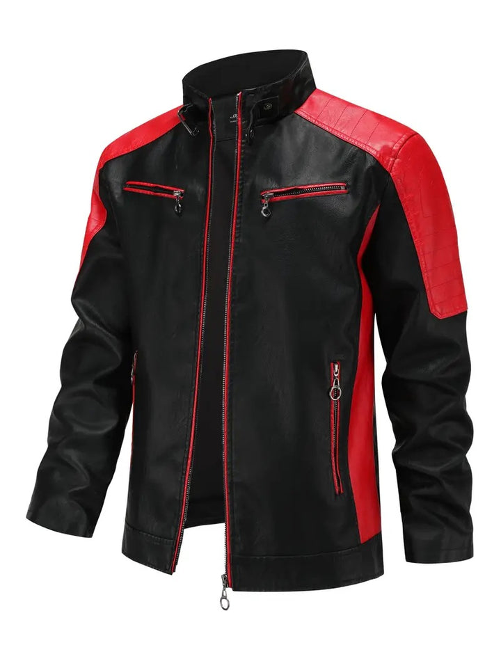 Men's sporty artificial leather jacket with zipper Mune Fashion