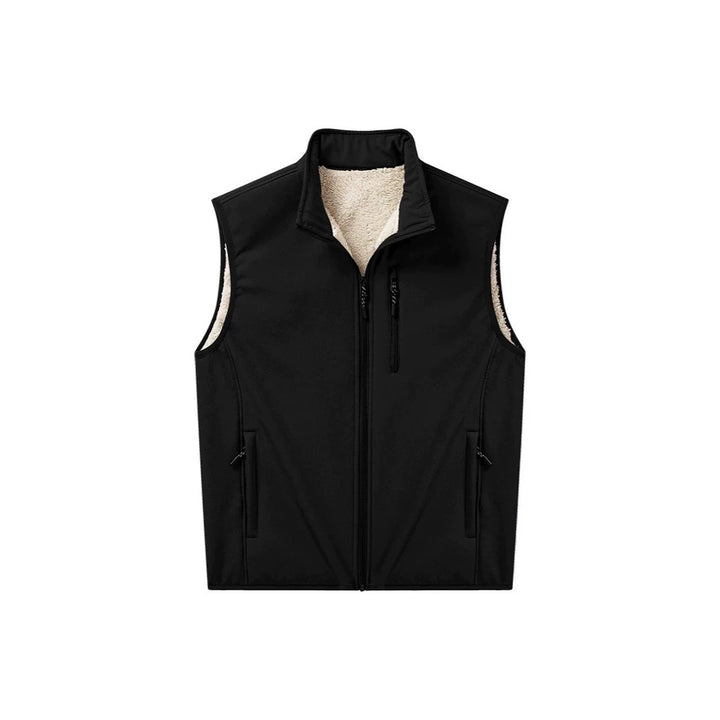 Men's Sherpa-lined softshell vest with stand-up collar and zippered pockets Mune Fashion