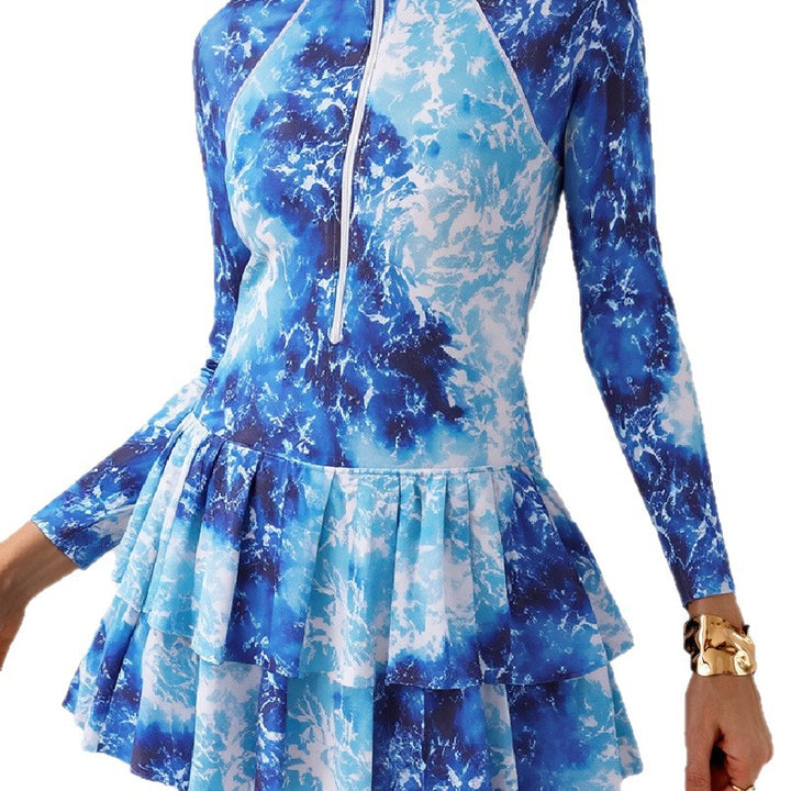 Women's Long Sleeve Swimsuit with Voluminous Skirt Mune Fashion
