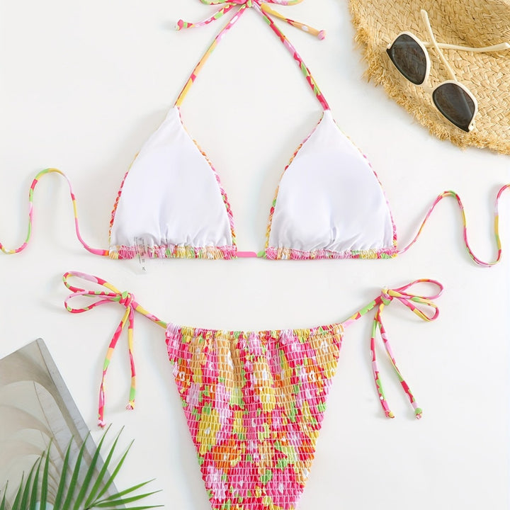 Women's Triangle Bikini Set with Floral Design Mune Fashion