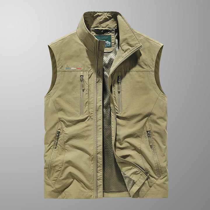 Men's Multifunctional Outdoor Utility Vest with Mesh Lining and Numerous Pockets Mune Fashion