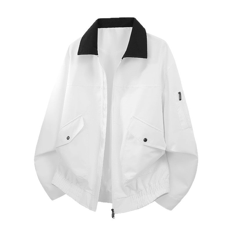 Men's Oversized Bomber Jacket in Worker Style with Cord Collar, Flap Pockets, and Elastic Hem Mune Fashion