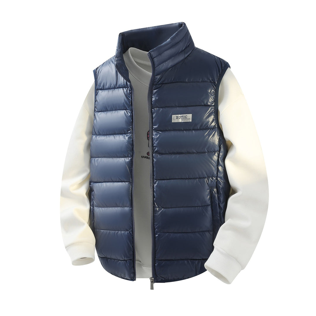 Men's quilted vest with high stand-up collar and shiny thermal filling Mune Fashion