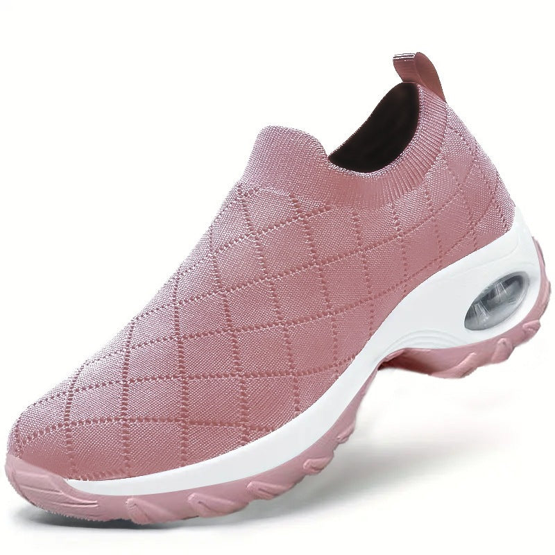 Women's Slip-On Knit Sneakers with Air Cushion and Cushioned Platform Sole Mune Fashion