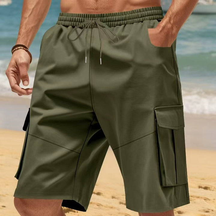 Men's Nano Technical Travel Leisure Bermuda with Elastic Waistband, Drawstring and Functional Flap Pockets Mune Fashion