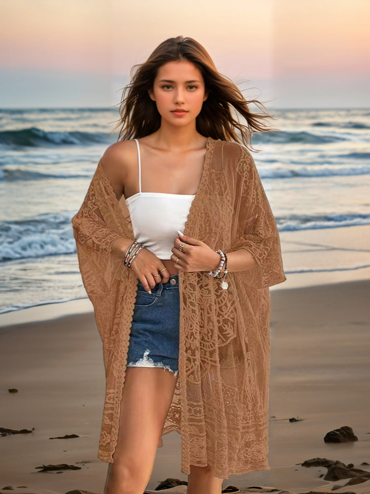 Women romantic crochet beach cover-up Mune Fashion
