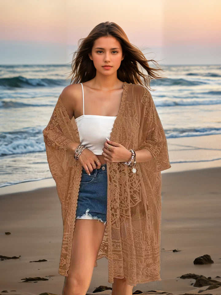 Women romantic crochet beach cover-up Mune Fashion