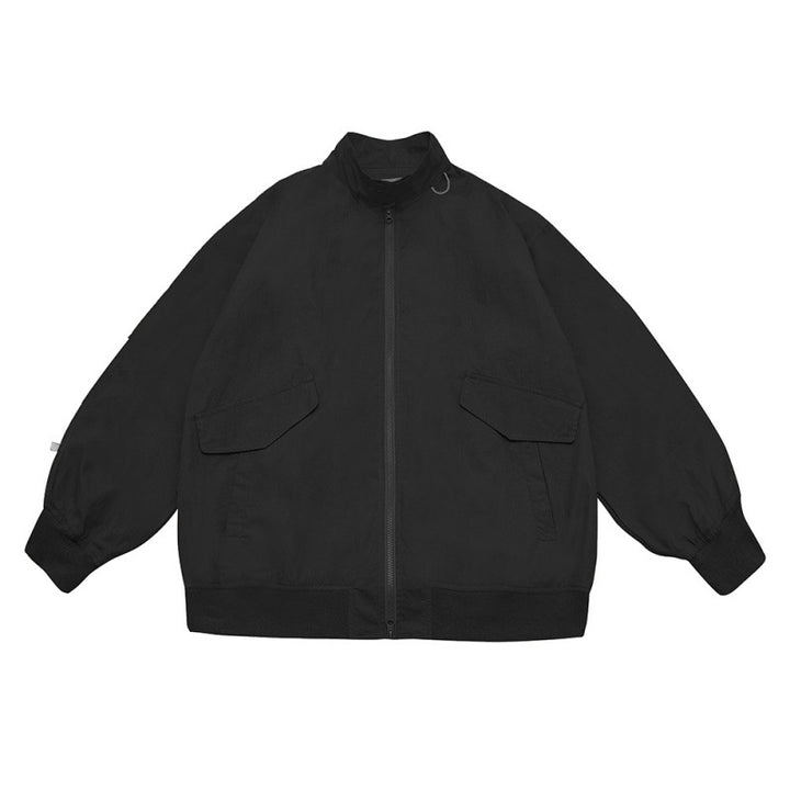Unisex Oversize Bomber Jacket in Boxy Cut with Flap Pockets and Ribbed Hem Mune Fashion