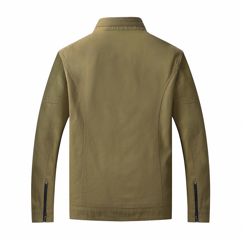 Men's transitional blouson made of cotton blend with high-closing stand-up collar and concealed zipper Mune Fashion
