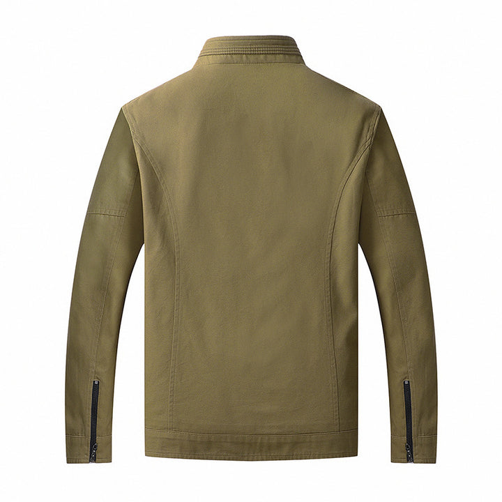 Men's transitional blouson made of cotton blend with high-closing stand-up collar and concealed zipper Mune Fashion