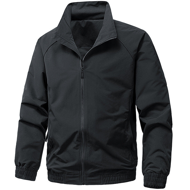 Men's Technical Microfiber Softshell Jacket in Bomber Style with Stand Collar and Zipper Pockets Mune Fashion