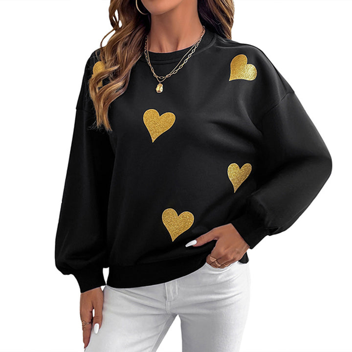 Women's sweatshirt with heart print and balloon sleeves Mune Fashion