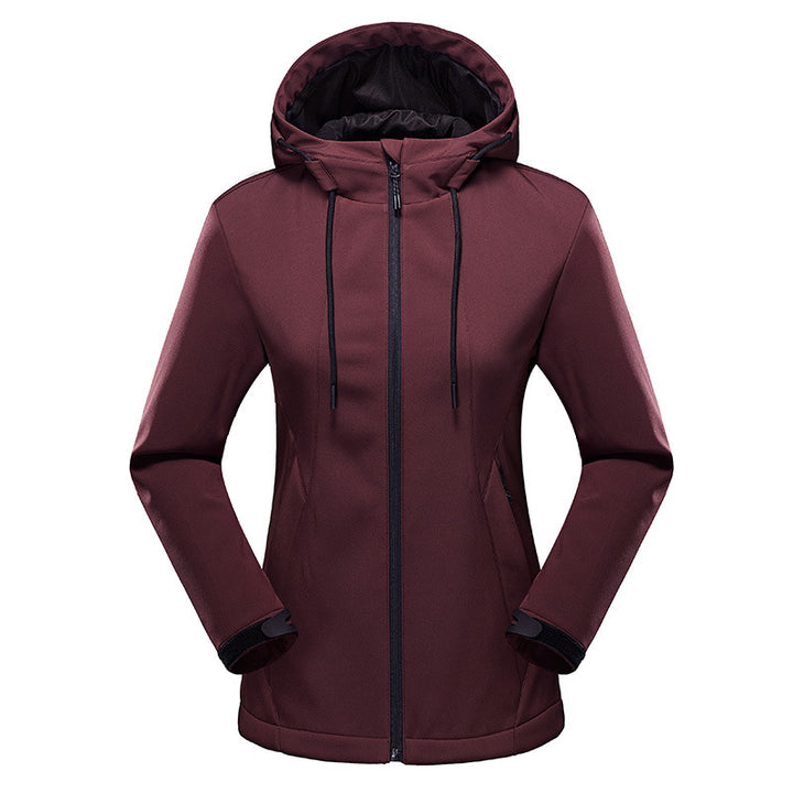 Women Tailored Softshell Jacket with Hood, windproof membrane and concealed zippers Mune Fashion