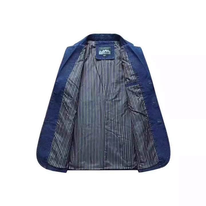 Men's denim blazer in a loose fit with lapel collar and patch pockets Mune Fashion