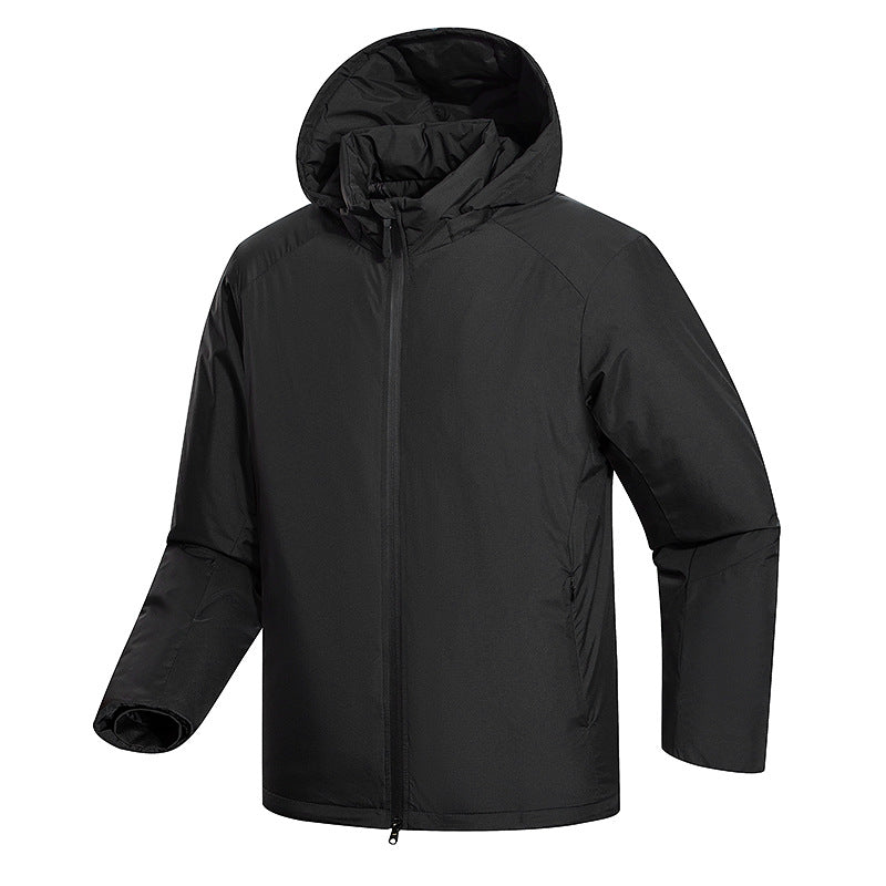Men's Minimalist Thermal Hoodie Jacket with Quilted Insulation and Concealed Zipper Mune Fashion