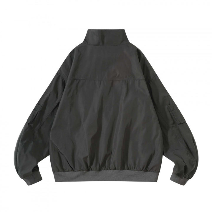 Unisex Kastige Utility Bomber Jacket with Stand Collar, Zipper and Sleeve Pockets Mune Fashion