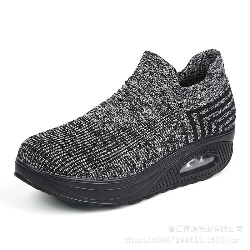 Women's knitted slip-on walking sneakers with anatomical pronation support, air-cushioned midsole, and sock-like shaft Mune Fashion