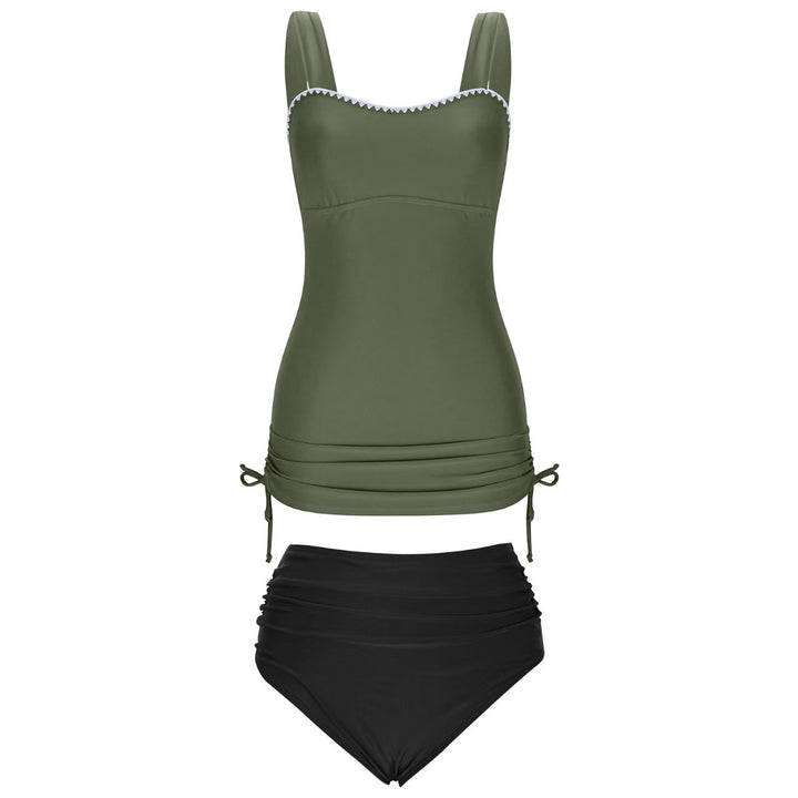 Women's Tankini Set with Adjustable Straps and Side Gathering Mune Fashion