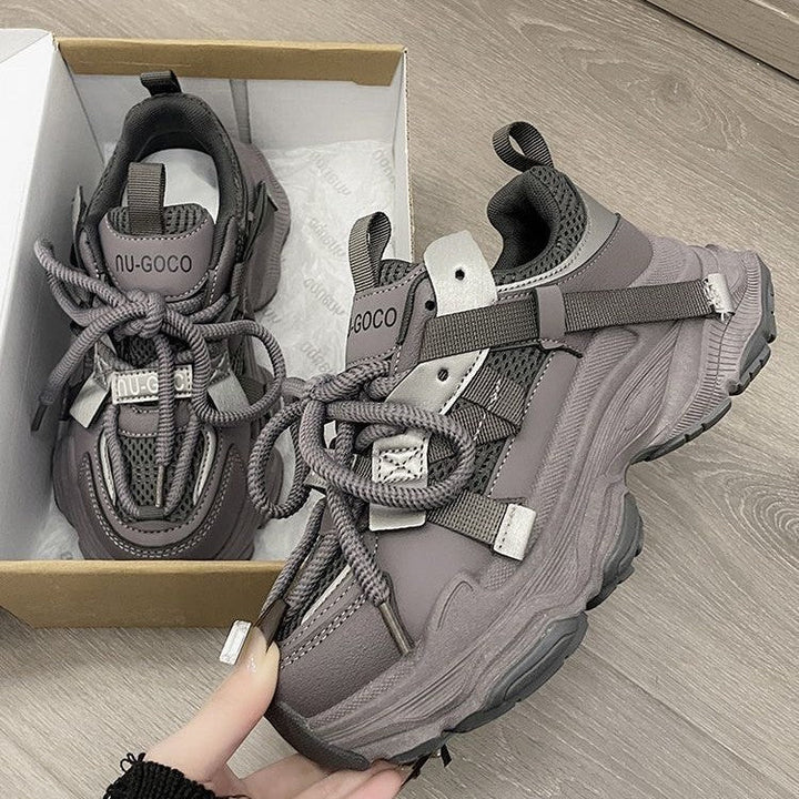 Women Sporty Chunky Sneakers with breathable mesh upper and innovative lacing system Mune Fashion